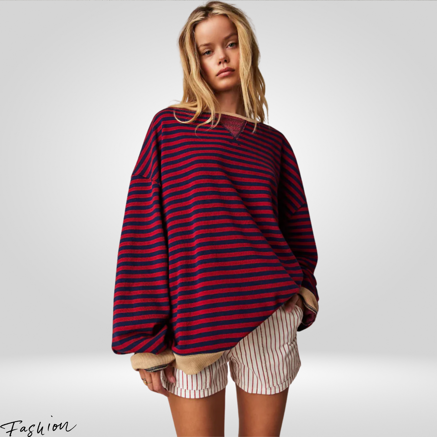 Women's Oversized Striped Sweater - Cozy & Stylish Knit