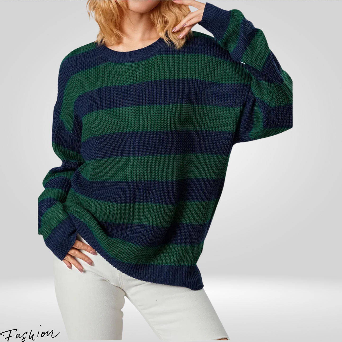 Women's Vintage Knitted Sweater - Striped, Cozy Fall/Winter Wear